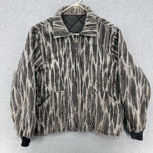Vintage 80s Tree Bark Camo  Full Zip Hunting Work Jacket  USA Bottomland